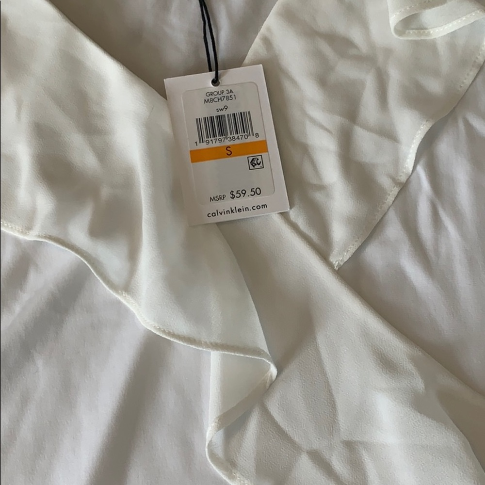 Calvin Klein Blousy Tank with Ruffle Front - Picture 2 of 3